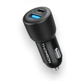 CHARGEUR VOITURE THOMSON 60W TOT MAX  USB-C PD 30W + USB-A QC3.0 30W