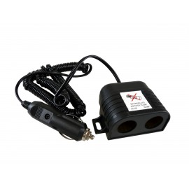 DOUBLE PRISE ALLUME-CIGARE  AVEC CABLE ET FUSIBLE - 12/24V, 6A 