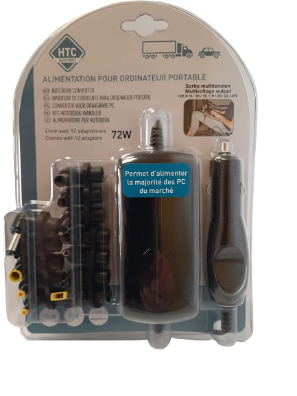 Convertisseur 12V pour ordinateur portable 3,5A&#160; avec 12 connecteurs