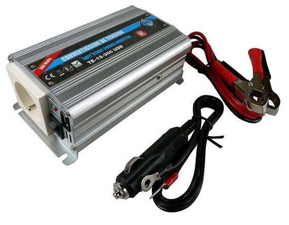 Convertisseur de tension 12V / 220V&#160; 300W avec prise USB-A&#160; 2A