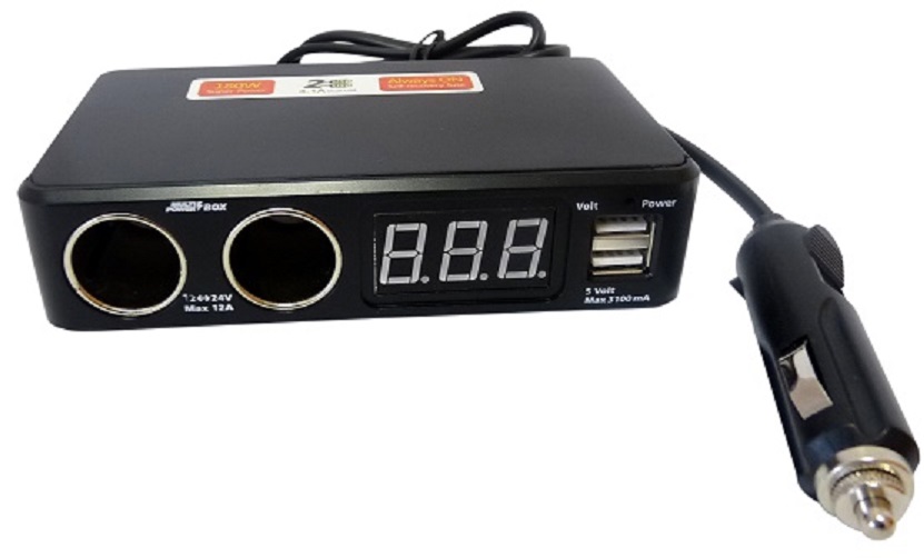 Multi prise allume-cigare 12V / 24V avec 2 prises Femelle 6A + 2 USB-A&#160; 3,1A total
