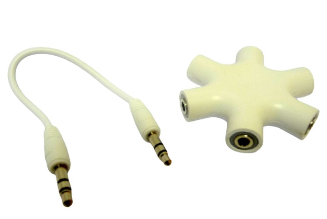 Prise multi jacks (6) en &eacute;toile plus c&#226;ble jack / jack 10cm