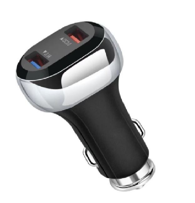 Chargeur de voiture 12V/24V double USB charge rapide 33W total&#160; USB-A 3A + USB-C PD 18W