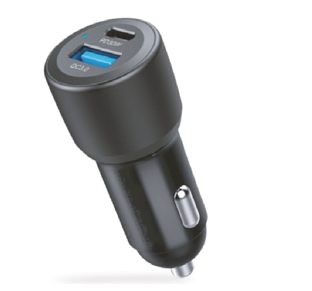Chargeur de voiture 12V/24V double USB charge rapide 60W total&#160; USB-A QC3.0 30W + USB-C PD 30W