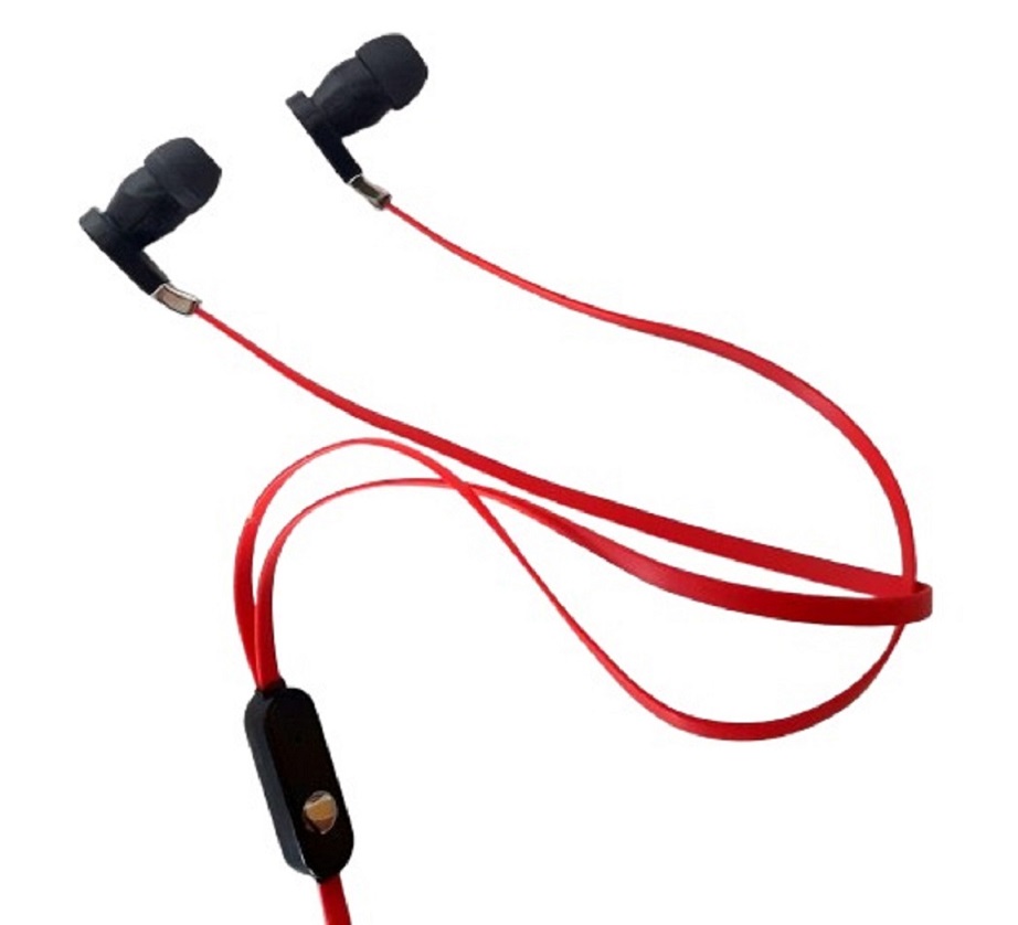 Ecouteurs pour smartphone ou tablette avec micro + c&#226;ble 1.2m&#160; rouge