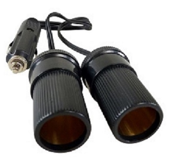 Prise Allume Cigare 12V / 24V avec cordon 25 cm et double prise allume-cigare femelle s&eacute;par&eacute;e 5A