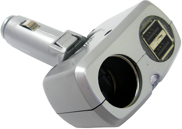 PRISE AC AVEC 2 PORTS USB 12/24V AVEC LED BLEUE FUSIBLE 2A &eacute;co