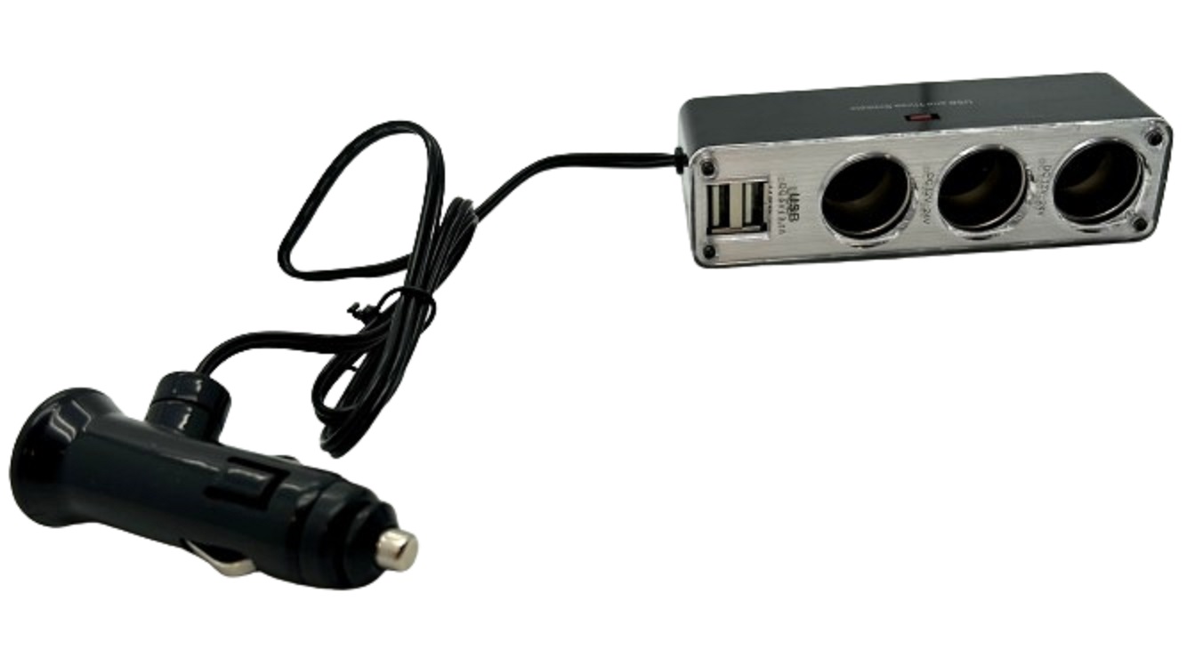 Triple prise allume cigare 12 V / 24V avec 2 USB-A 3.1A total