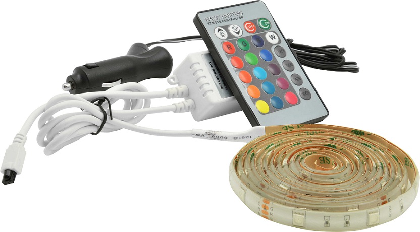 Bande 30 leds multicouleur 100cm 12V / 24V avec t&eacute;l&eacute;commande