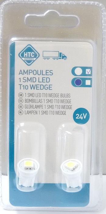 Paire d'ampoules 1 SMD T10 wedge 24V blanc