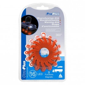 DISQUE D'AVERTISSEMENT LUMINEUX 16 LED ORANGE