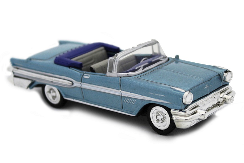 Voiture americaine Pontiac Bonneville 1957 bleue 1/43&egrave;me