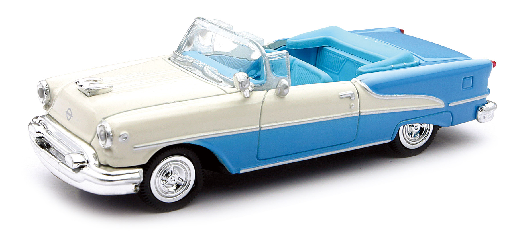 Voiture americaine Oldsmobile super 88 1955 bleue et blanche 1/43&egrave;me