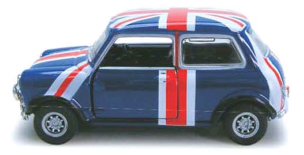 Voiture vintage Mini Cooper Union Jack 1/43&egrave;me